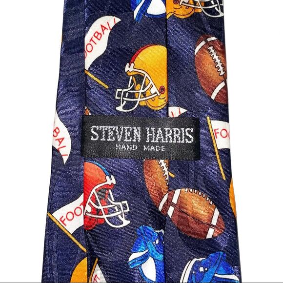 Steven Harris Hand Made Football Theme Tie - Picture 7 of 10
